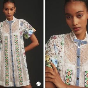 Byron Lars In Earnest Rare Floral Lace Midi Dress Sz 6